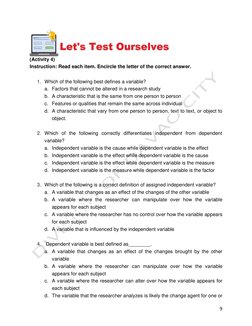 9 
 
 
 
 
(Activity 4) 
Instruction: Read each item. Encircle the letter of the correct answer. 
 
1. Which of the follo