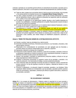 analizada y aprobada por una asamblea general ordinaria y/o extraordinaria de asociadas y asociados para su
respectiva aplica