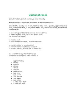 Useful phrases 
a small fraction, a small number, a small minority 
a large portion, a significant proportion, a very large