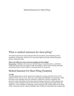Sheet Piling Installation Method Statement | PDF | Deep Foundation ...