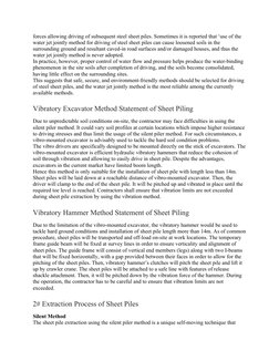 Sheet Piling Installation Method Statement | PDF | Deep Foundation ...