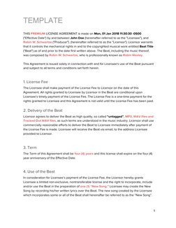 --- 
----- 
TEMPLATE 
 
THIS ​PREMIUM​ LICENSE AGREEMENT is made on ​Mon, 01 Jan 2018 11:30:30 -0500 
("Effective Date") b