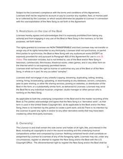 --- 
----- 
Subject to the Licensee’s compliance with the terms and conditions of this Agreement, 
Licensee shall not be r