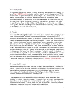 --- 
----- 
9. Consideration 
In consideration for the rights granted under this agreement, Licensee shall pay to licensor