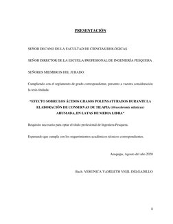 ii 
 
PRESENTACIÓN 
 
 
SEÑOR DECANO DE LA FACULTAD DE CIENCIAS BIOLÓGICAS 
 
SEÑOR DIRECTOR DE LA ESCUELA PROFESIONAL DE ING