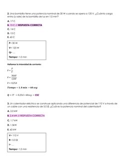 2. Una bombilla tiene una potencia nominal de 30 W cuando se opera a 120 V. ¿Cuánta carga 
entra (y sale) de la bombilla de