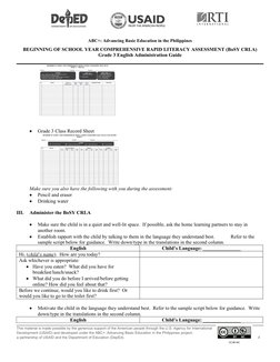 Grade 3 CRLA Administration Guide | PDF | Literacy | Cognition