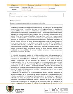 Asignatura
Datos del estudiante
Fecha
AUDITORIA EN
SALUD 
Apellidos: Vivas Díaz
07-11-2021
Nombre: Mercedes
Actividad
Protoco