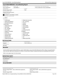 Case # 2018-00001843 - Arrest/Booking Report
Richmond Police Department
Pg.  of .
1
3
Mark43 RMS Form v1.0 generated by J. Co