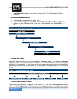 Investment Banking Total Interview Guide 
 StreetofWalls.com  7 
 
 
Capital Markets consists of Equity Capital Markets