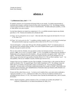 “Estudio de Génesis”
Pastor Alex Donnelly
GÉNESIS 4
1. La Historia de Caín y Abel (v.1-18)
El capítulo comienza con el nacimi