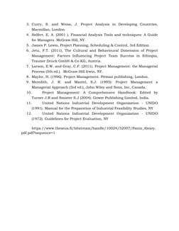 3. Curry,  S.  and  Weiss,  J.  Project  Analysis  in  Developing  Countries,
Macmillan, London
4. Helfert, E. A. (2001 ). Fi