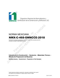 SINEC-20180213171501811 
 
ICS: 91.100.15 
 
NORMA MEXICANA 
NMX-C-468-ONNCCE-2018 
Declaratoria de Vigencia publicada en