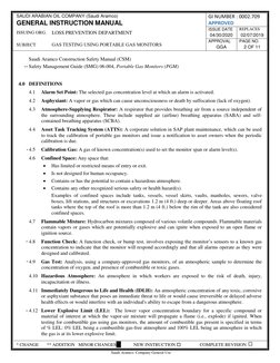 SAUDI ARABIAN OIL COMPANY (Saudi Aramco) 
GI NUMBER : 0002.709 
APPROVED 
GENERAL INSTRUCTION MANUAL 
ISSUING ORG. 
LOSS PREV
