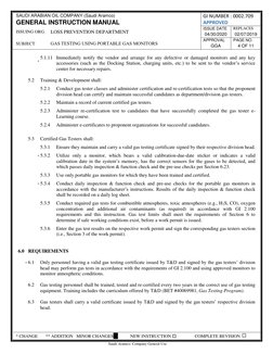 SAUDI ARABIAN OIL COMPANY (Saudi Aramco) 
GI NUMBER : 0002.709 
APPROVED 
GENERAL INSTRUCTION MANUAL 
ISSUING ORG. 
LOSS PREV