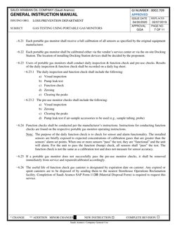 SAUDI ARABIAN OIL COMPANY (Saudi Aramco) 
GI NUMBER : 0002.709 
APPROVED 
GENERAL INSTRUCTION MANUAL 
ISSUING ORG. 
LOSS PREV