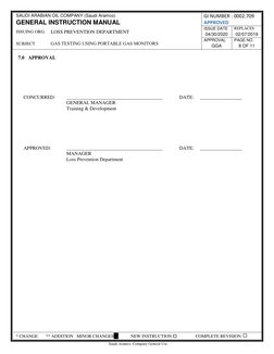 SAUDI ARABIAN OIL COMPANY (Saudi Aramco) 
GI NUMBER : 0002.709 
APPROVED 
GENERAL INSTRUCTION MANUAL 
ISSUING ORG. 
LOSS PREV