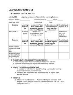 Aligning Assessments with Learning Outcomes | PDF | Educational ...