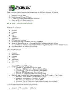 Qué comprende la función de reparación de IMEI en el modo SP-Meta: 
1. Reparación de IMEI. 
2. Reconstrucción de NVRam. 
3.