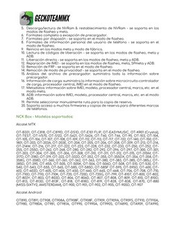 5. Descarga/lectura de NVRam & restablecimiento de NVRam - se soporta en los 
modos de flasheo y meta.  
6. Formateo comple