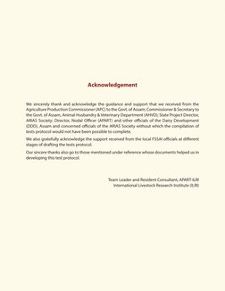 99
Standard Laboratory Protocol on Testing Milk Samples for Quality & Safety
Acknowledgement
We sincerely thank and acknowled