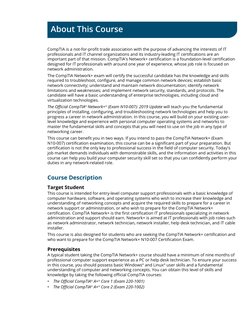 About This Course
CompTIA is a not-for-profit trade association with the purpose of advancing the interests of IT
professiona