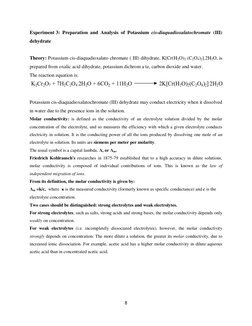 8 
 
Experiment 3: Preparation and Analysis of Potassium cis-diaquadioxalatochromate (III) 
dehydrate 
 
Theory: Potassium ci