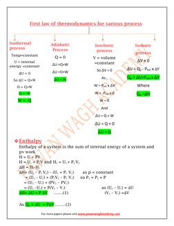 Class 12 Chemical Thermodynamics Notes | PDF | Enthalpy | Heat