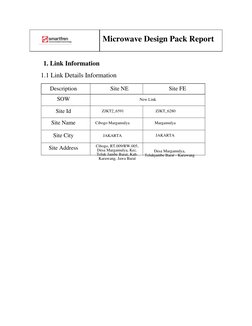 Microwave Design Pack Report
1.1 Link Details Information
1. Link Information
Description
Site NE
Site FE
SOW
New Link
Site I