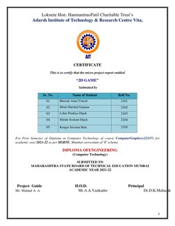 2 
Loknete Hon. HanmantraoPatil Charitable Trust’s 
Adarsh Institute of Technology & Research Centre Vita, 
 
 
 
CERTIFICATE