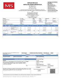 FACTURA ELECTRONICA
DE VENTA.
No. MSCJ4237
Fecha de generación
2021-09-25 09:01:00-05:00
Fecha Vencimiento
2021-10-25
Fecha d
