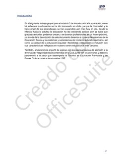 2
Introducción
En el siguiente trabajo grupal para el módulo 3 de Introducción a la educación, como 
tal sabemos la educación