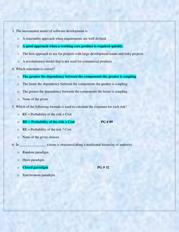 CS605 Midterm MCQs Solutions | PDF | Software Development | Risk