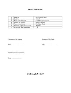 PROJECT PROPOSAL
1.
PRN No
:
2017016400434307
2.
Roll No
:
199657
3.
Name of the Student
:
Sonik Sandip Sarangale
4.
Title of