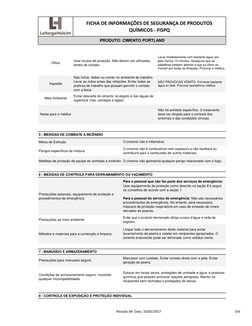 PRODUTO: CIMENTO PORTLAND
FICHA DE INFORMAÇÕES DE SEGURANÇA DE PRODUTOS 
QUÍMICOS - FISPQ
5 - MEDIDAS DE COMBATE A INCÊNDIO
M