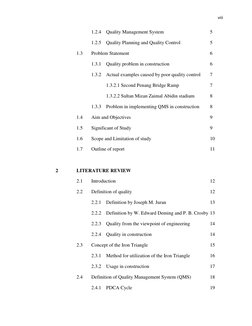 viii 
 
 
 
 
1.2.4 Quality Management System  
 
 
5 
 
 
 
1.2.5 Quality Planning and Quality Control  
 
5 
 
 
1.3 
Probl