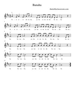 Banaha
thetrebleclassroom.com
Si
si
si
si
1
do
la da,
ya ku
si
ne
la
du
ba na
ha
-
-
-
-
-
-
5
Si
si
si
si
do
la da,
ya ku
si