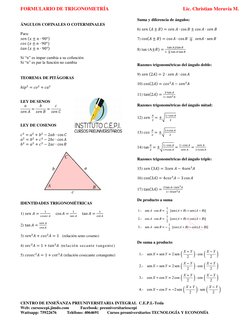 FORMULARIO DE TRIGONOMETRÍA                                                            Lic. Christian Meruvia M. 
 
CENTRO DE