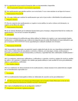 94. La capacitación al personal de farmacias debe ser documentada e impartida: 
Por el responsable sanitario o una instancia
