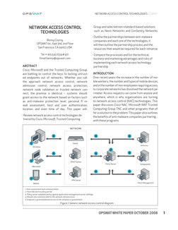 NETWORK ACCESS CONTROL
TECHNOLOGIES
Benny Czarny
OPSWAT Inc., 640 2nd, 2nd Floor 
San Francisco, CA 94107, USA
Tel +1 415 543
