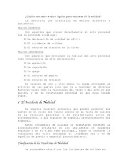 ¿Cuáles son estos medios legales para reclamar de la nulidad? 
La doctrina los clasifica en medios directos e 
indirectos. 
M