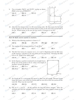 9.
Two rectangles PQUV and WSTV overlap as shown.
What is the area of PQRSTV ?
(A) 35
(B) 24
(C) 25
(D) 17
(E) 23
P
Q
R
S
T
U