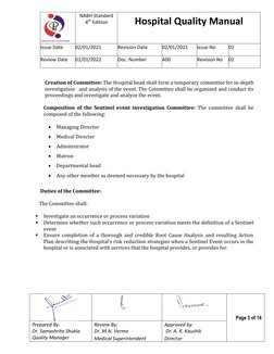 NABH Standard 
4th Edition 
Hospital Quality Manual 
Issue Date 
02/01/2021 
Revision Date 
02/01/2021 
Issue No 
02 
Revie