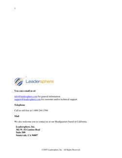 2
You can e-mail us at:
info@leadersphere.com for general info