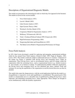 5
Descriptions of Organizational Diagnostic Models
The models are presented in the chronological order in which they