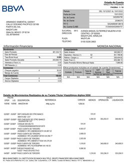 Periodo
 
Fecha de Corte
 
No. de Cuenta
No. de Cliente
R.F.C
No. Cuenta CLABE
PAGINA  1 / 10
Información Financiera
MONEDA N