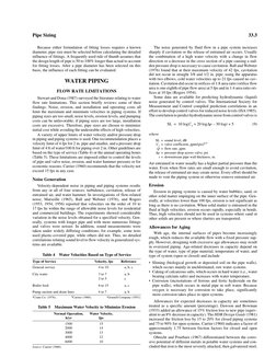 Pipe Sizing
33.3
Because either formulation of fitting losses requires a known
diameter, pipe size must be selected before ca