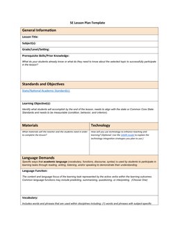 5E Lesson Plan Template Overview | PDF | Lesson Plan | Learning