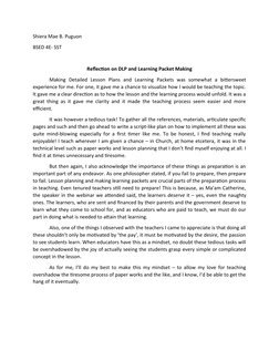 Shiera Mae B. Puguon
BSED 4E- SST
Reflection on DLP and Learning Packet Making
Making  Detailed  Lesson  Plans  and  Learning