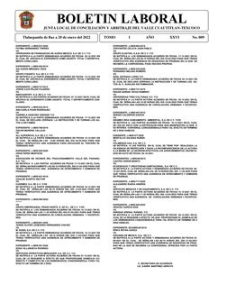 ´ 
BOLETIN LABORAL 
JUNTA LOCAL DE CONCILIACIÓN Y ARBITRAJE DEL VALLE CUAUTITLAN-TEXCOCO 
 
Tlalnepantla de Baz a 20 de